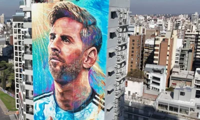 Mural de Messi em Rosário é restaurado e atualizado com as três estrelas da Copa